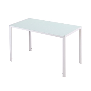 HOMCOM Table à manger pour 4 personnes, table de cuisine avec plateau en verre trempé et pieds en métal, 120x60x75cm, blanc