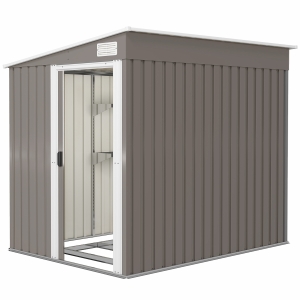 Outsunny Abri de Jardin en Métal 2,81m² 154x206,5x181 cm avec Toit en Pente Fondation
