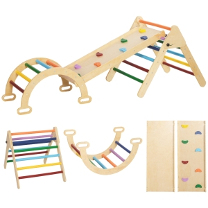 AIYAPLAY 5-in-1-Kinder-Klettergerüst mit Rampe, Brücke, Dreiecks-Leiter, 18-48 Monate, Bunt,