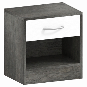 HOMCOM Noptieră Modernă cu Raft Deschis și Sertar, Alb și Gri închis