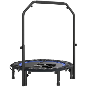 SPORTNOW Cama Elástica Plegable Ø102 cm con Mango Ajustable Marco de Acero para Entrenamiento Piernas Cuerpo Azul y Negro