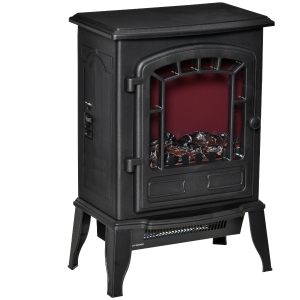 HOMCOM Elektrischer Bodenkamin, 2 Heizstufen, realistischer Flammeneffekt, vielseitig