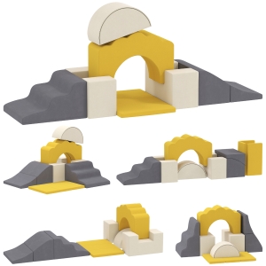 AIYAPLAY Conjunto de 7 Blocos de Espuma para Crianças Blocos de Psicomotricidade Brinquedo para Aprendizagem para Escalar Amarelo