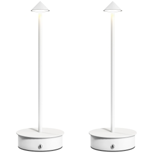 HOMCOM Conjunto de 2 Candeeiros de Mesa Recarregáveis por USB Reguláveis com Controlo Táctil 3000K/4500K/6500K Ø10x30 cm Branco