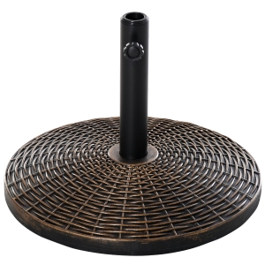 Outsunny Sonnenschirmständer Schirmständer Schirmhalter Schirmfuß 25 kg Rattanoptik Korb Ständer Schirm Ø35/Ø38/Ø48 mm Kunststoff + Zement Antik Bronze Ø53 x 40 cm