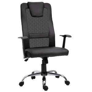 Vinsetto Office Chair Swivel Chair Height-Adjustable Executive Chair Desk Chair Ergonomic Faux Leather Black 66 x 73 x 108-118 cm
