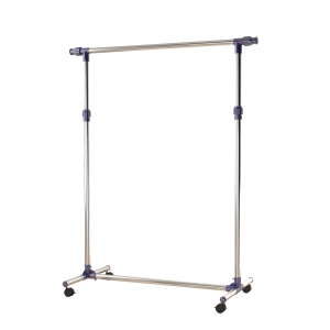 HOMCOM Clothes Rack Clothes Rail with Wheels Height Adjustable and Extendible Clothes Rod Clothes Stand for Entryway Stainless Steel 86 x 45 x 95 cm