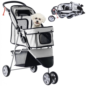 PawHut hondenwagen hondenbuggy honden pet stroller buggy 4 kleuren 3/4 wielen
