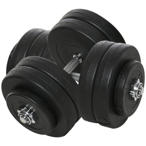 HOMCOM Set Manubri Palestra 50kg (8x5kg, 4x1.5kg), Pesi Palestra con 12 Dischi da 1.5kg, 5kg, Փ25mm, per Allenamento a Casa