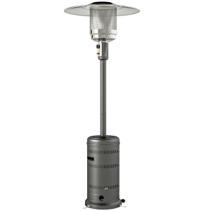 Outsunny Chauffage à Gaz Butane Portable 13 kW avec Système Anti-Renversement Allumage Piézoélectrique et Roulettes 82x82x222 cm Gris