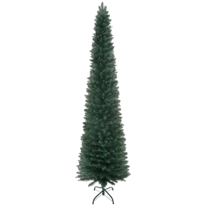 HOMCOM Árvore de Natal Artificial Altura 210cm com 510 Ramos de Folhas de PVC Ignífugos Base Dobrável e Suporte Metálico Verde