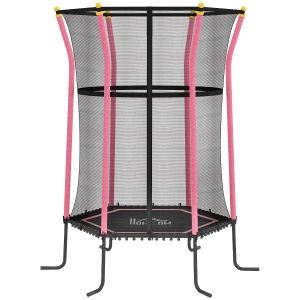 HOMCOM Kindertrampoline, Ø163,5 cm, met Veiligheidsnet, Gepolsterd, Staal, Belastbaar tot 50 kg