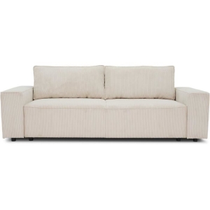 Canapé droit convertible 3 places JOSH - velours côtelé beige - Coffre de rangement - L239xP86xH85cm