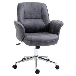Vinsetto Fauteuil de bureau chaise d'ordinateur ergonomique hauteur réglable microfibre respirante pivotant à 360° 67 x 69 x 92-102 cm gris foncé