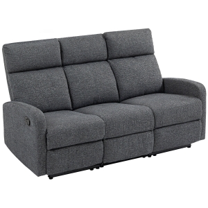 HOMCOM 3-Sitzer-Sofa, individuell verstellbare Rückenlehnen, Fußstütze, Stoffbezug, Metall, Grau