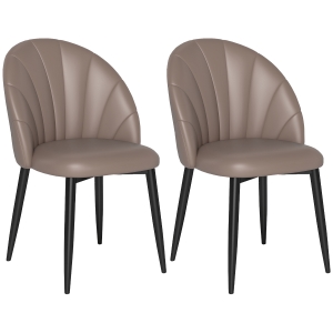 HOMCOM Set 2 Scaune din Piele Ecologică cu Picioare din Oțel și Spătar, 52x54x79 cm, Maro