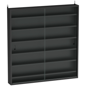 HOMCOM Six Shelf Display Cabinet, with Glass Doors - Black