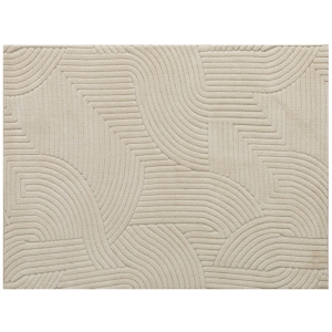 HOMCOM Tapete Sala de Estar 160x230 cm Tapete Pelo Curto Estilo Moderno Base Antiderrapante Tecida à Máquina Creme
