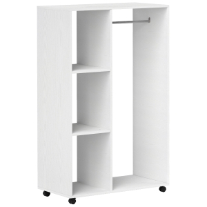 HOMCOM Wardrobe on Wheels, Mobile Wardrobe, Garment Closet, Rolling Clothes Rail, 80 x 40 x 128 cm, White