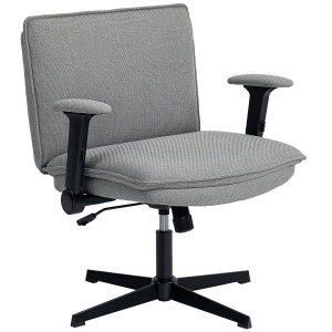 HOMCOM Office chair with flip-up armrests, wide desk chair in linen-effect, height-adjustable, steel base, Grey