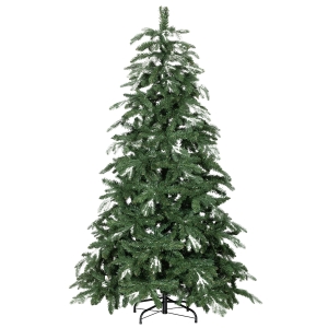 HOMCOM Árvore de Natal Artificial 180 cm Ramos Realistas com Efeito Neve Árvore de Natal com Suporte em Aço Base Dobrável Verde