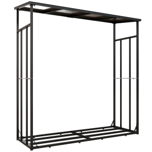 Outsunny Abri-bûches range-bûche extérieur charge maximale 2000 kg avec housse de protection imperméable 185 x 62 x 184 cm noir