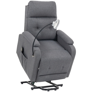 HOMCOM Electric Rise/Recline Armchair, with Reading Light - Grey