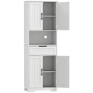 HOMCOM Armário de Cozinha 4 Portas com Gaveta e Casa Aberto 60x30x172 cm Branco