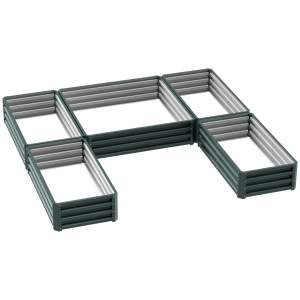 Outsunny Canteiro Modular em Aço para Jardim Conjunto 5 Peças 245x242x31 cm Verde