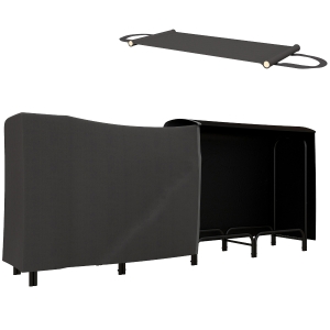Outsunny Abrigo para Lenha com Capa Oxford 600D 240x36x99 cm Suporta 200 Kg Preto