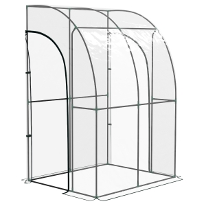 Outsunny Estufa Encostada de Jardim 2 Portas Enroláveis 143x118x212 cm Aço e Pvc Transparente