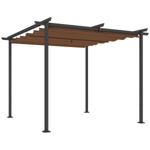 Outsunny Pérgola Retrátil 3x3 m em Poliéster 180 g/m² Upf30 Castanho