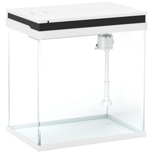 PawHut Aquário de Cristal de 14 L Aquário Pequeno com Sistema de Filtração Iluminação LED 30x20x33 cm Branco