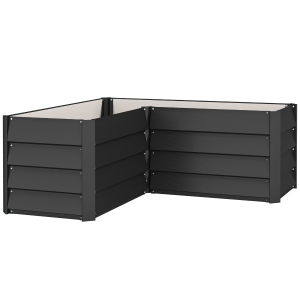 Outsunny Canteiro de Canto em L Sem Fundo 115x115x44 cm Aço Galvanizado Cinza Escuro