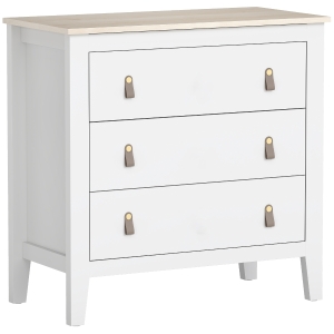 HOMCOM Cómoda para Dormitorio con 3 Cajones Tiradores de PU Cajonera para Salón Pasillo 80x40x78,5 cm Blanco