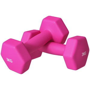 SPORTNOW Par de Halteres Hexagonais 2x3 Kg com Pega Antiderrapante Rosa
