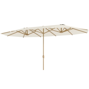 Outsunny Parasol de jardin double 455 x 265 cm rectangulaire, manivelle, poteau en acier, polyester 180g/m², abri soleil UPF30+