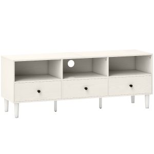 HOMCOM Mueble TV Compacto con 3 Cajones y 3 Compartimentos para TV de hasta 65 Pulgadas 120x34x45 cm Blanco
