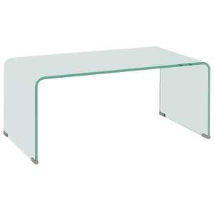 HOMCOM Stabiler Couchtisch aus Glas, einteiliges Design, schlicht und modern, 80 x 45 x 35 cm, Transparent