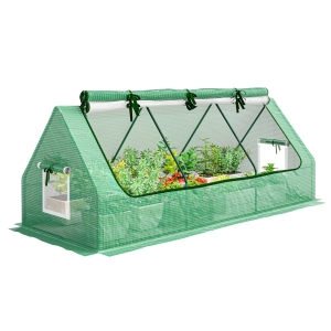 Outsunny foliekas minikas met gaasvenster, UV-bestendig koudframe voor tuinteelt, PE-folie, groen, 240 x 90 x 90 cm
