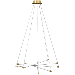 HOMCOM LED-plafondlamp, 50 W, 5 verstelbare lichtbuizen, aanpasbaar, plafondlamp voor woonkamer, eetkamer, keuken, Goud+Wit