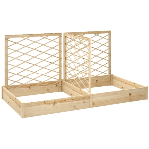 Outsunny Jardinière avec 3 treillis modulable, bac à fleurs en bois pour balcon terrasse patio, 222x114x109 cm effet bois naturel