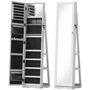 HOMCOM Jewellery Cabinet Lockable Jewellery Armoire W/ Mirror Cosmetics Storage Cabinet