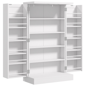 HOMCOM Armario Despensa Cocina con 2 Puertas 16 Estantes Alacena Moderna con Estantes Ajustables 60x30x104 cm Blanco
