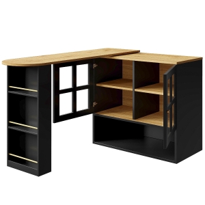 Bar rotativ 360°, cu raft pentru gustări și 5 polițe, 138-204x39x102,5 cm, Negru