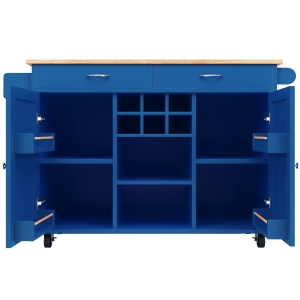 Moderna isla de cocina, mesa de comedor multifuncional con espacio de almacenamiento, 102x45x92 cm, Azul