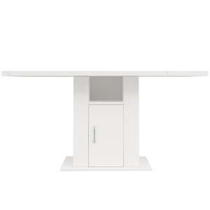 Masă de dining cu spațiu de depozitare, masă pentru bucătărie cu depozitare în 3 niveluri, 140x75x75 cm, Alb