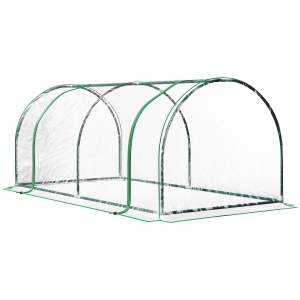 Outsunny Small Tunnel Greenhouse, Green Grow House for Outdoor Garden, Steel Frame, Transparent, 200 x 100 x 80cm
