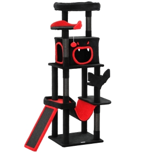 PawHut Gothic Cat Tree, 152 cm Multi-Level Cat Tower for Large Cats with Coffin Bed, Large Condo, for Halloween