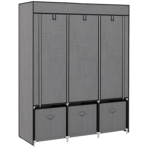 HOMCOM Armoire de rangement en tissu pliable avec 5 étagères, 2 tringles et 3 tiroirs en tissu 125L x 43l x 162.5H cm